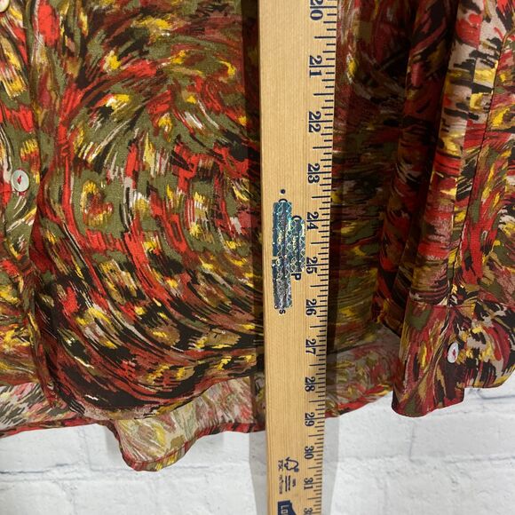 Kut From The Kloth Blouse Jasmine Womens Large Sheer Abstract Artsy Flowy Top - Picture 8 of 10